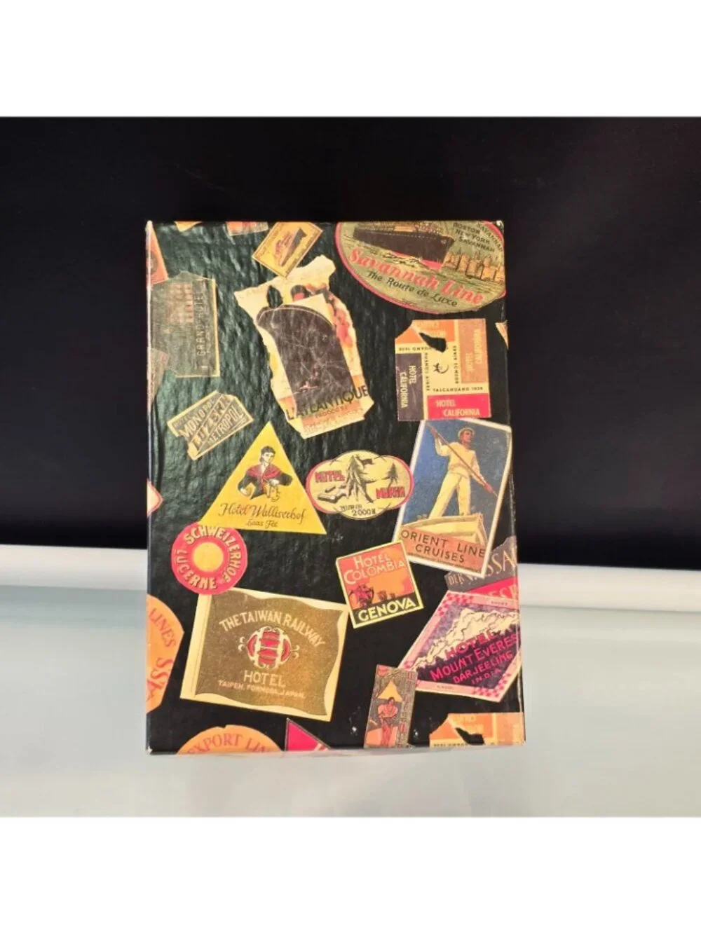 Decorative Storage Box Vintage Collage Of Luggage Labels  #2